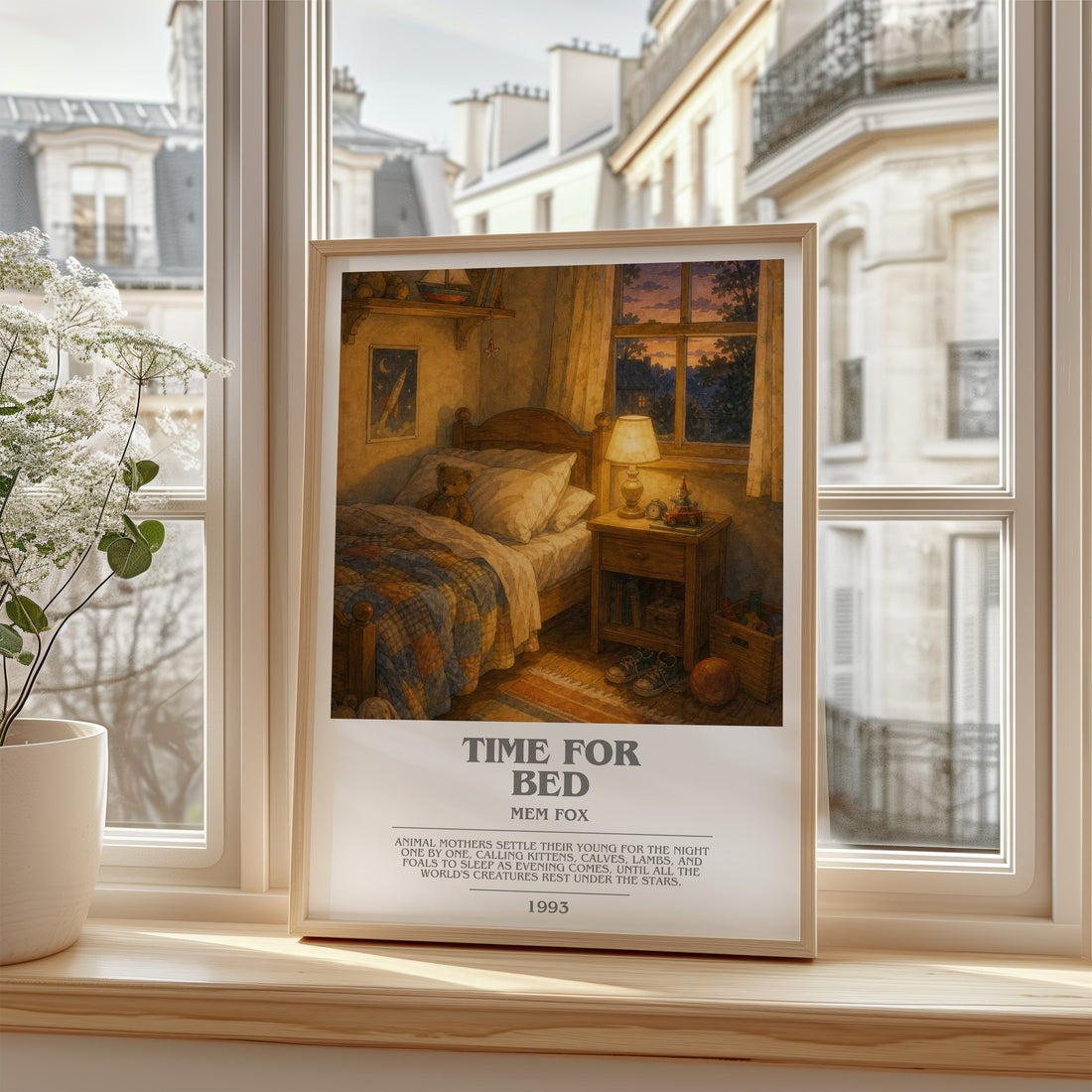 Time for Bed bookish poster colour and style options – Mem Fox book art