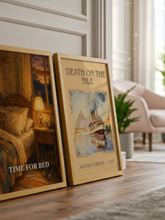 Time for Bed watercolour print framed by window – literary home decor