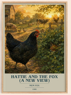 Hattie and the fox (A New View) book cover book poster by Mem Fox – framed literary art print