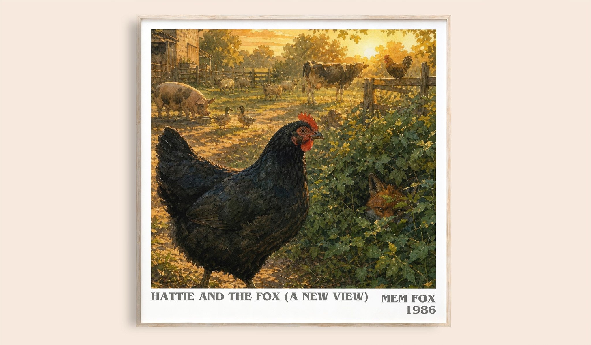Hattie and the fox (A New View) Literary Art Print by Mem Fox