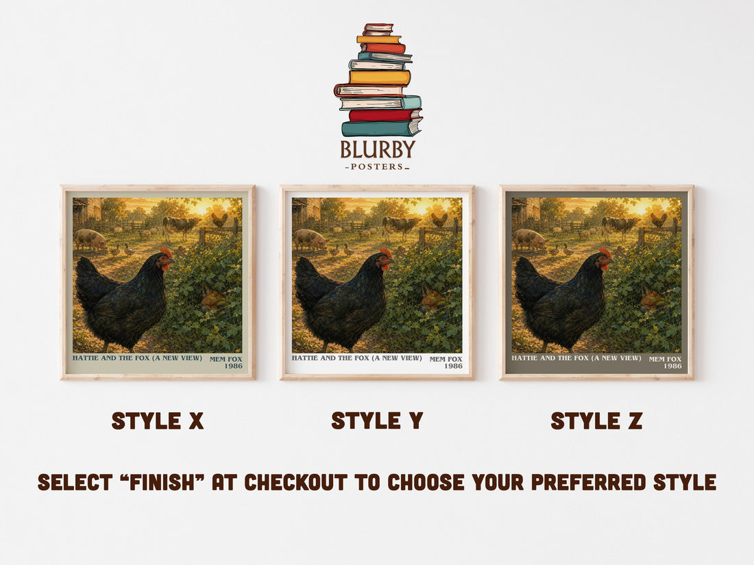 Hattie and the fox (A New View) literary print in frame leaning in hallway – childrens wall art (mockup)