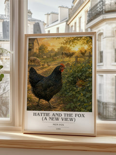 Hattie and the fox (A New View) book cover poster colour and style options – Mem Fox book art
