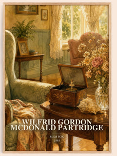 Wilfrid Gordon McDonald Partridge watercolour book poster by Mem Fox – framed literary art print