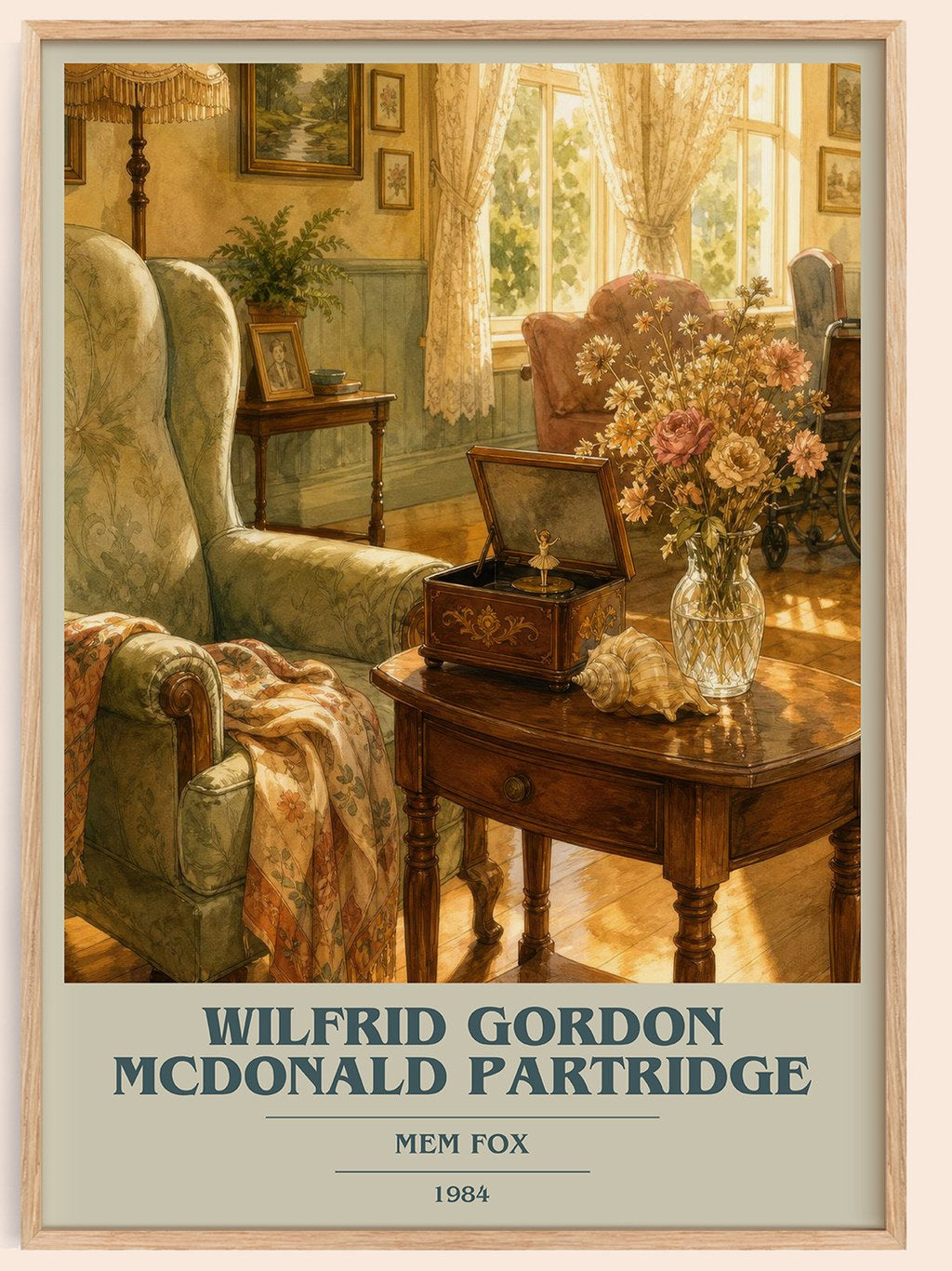 Wilfrid Gordon McDonald Partridge book cover book poster by Mem Fox – framed literary art print