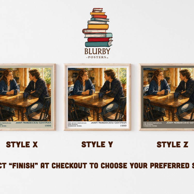 The seven principles for making marriage work literary print in frame leaning in hallway – non fiction wall art