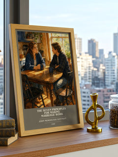 The seven principles for making marriage work book cover print framed by window – literary home decor