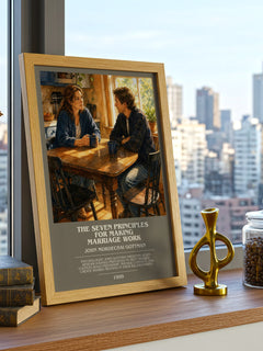 The seven principles for making marriage work bookish print framed by window – literary home decor