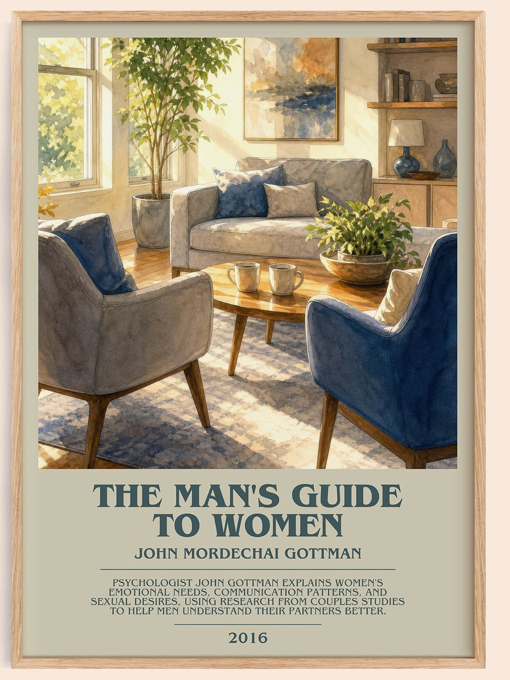 The man's guide to women bookish book poster by John Mordechai Gottman – framed literary art print
