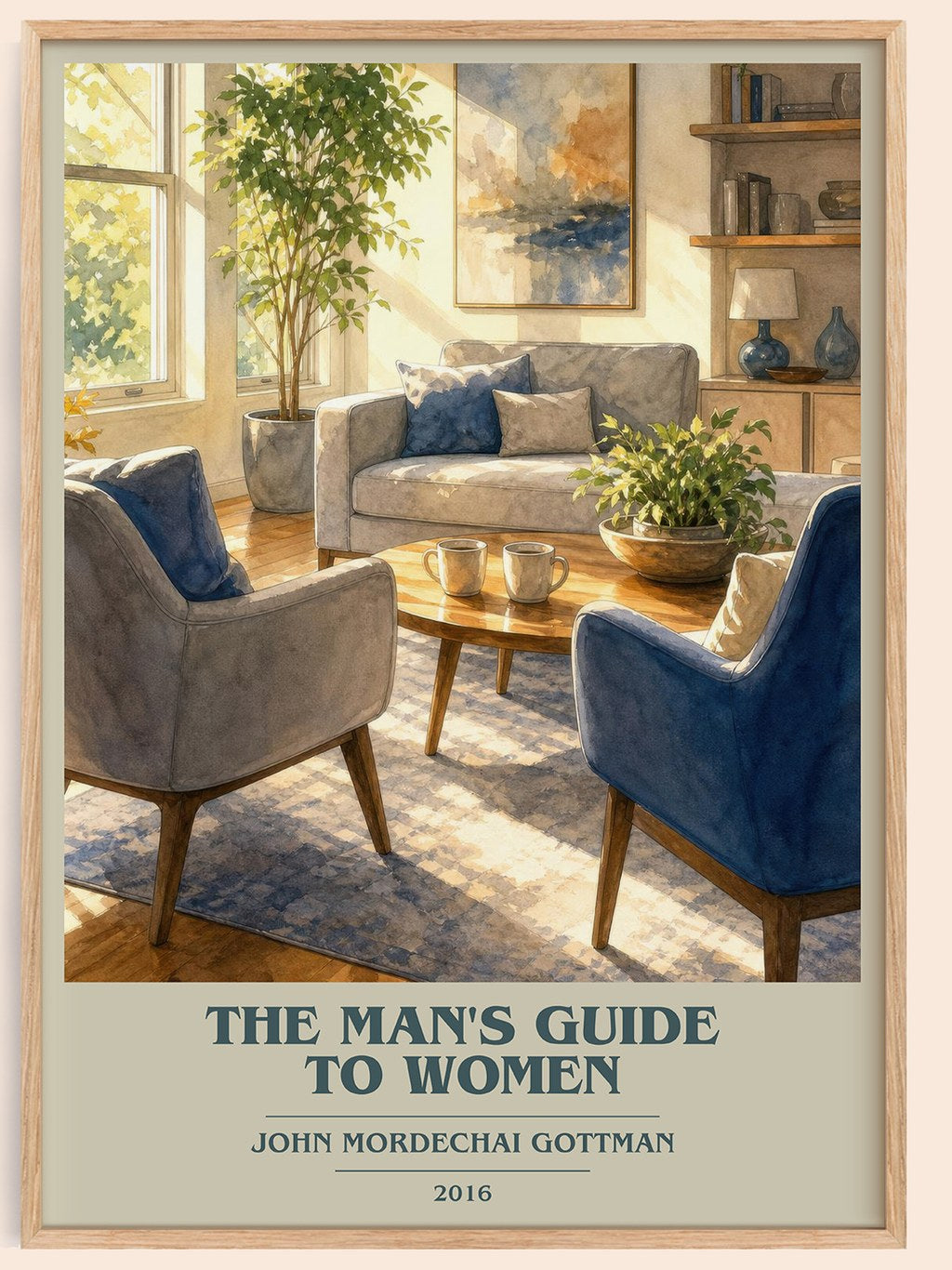 The man's guide to women book cover book poster by John Mordechai Gottman – framed literary art print