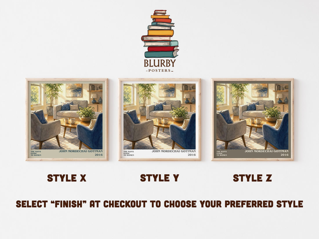 The man's guide to women literary print in frame leaning in hallway – non fiction wall art (mockup)