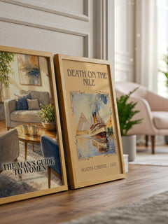 The man's guide to women watercolour print framed by window – literary home decor