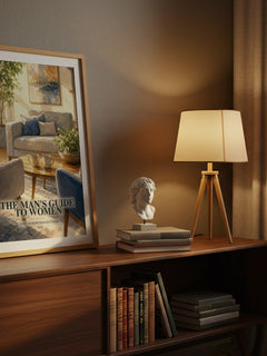 The man's guide to women watercolour print on bookshelf – John Mordechai Gottman fan gift