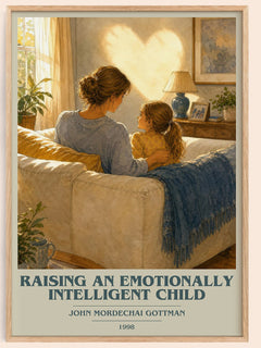 Raising an emotionally intelligent child book cover book poster by John Mordechai Gottman – framed literary art print