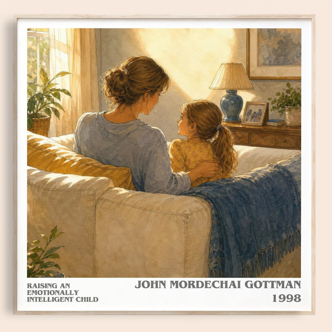 Raising an emotionally intelligent child literary book poster by John Mordechai Gottman – framed literary art print