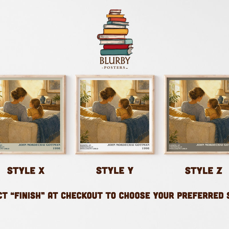 Raising an emotionally intelligent child literary print in frame leaning in hallway – non fiction wall art