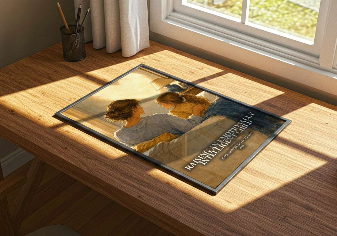 Raising an emotionally intelligent child watercolour book poster framed on wall – non fiction wall art