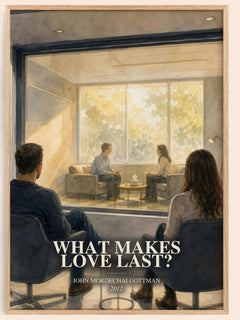 What makes love last? watercolour book poster by John Mordechai Gottman – framed literary art print