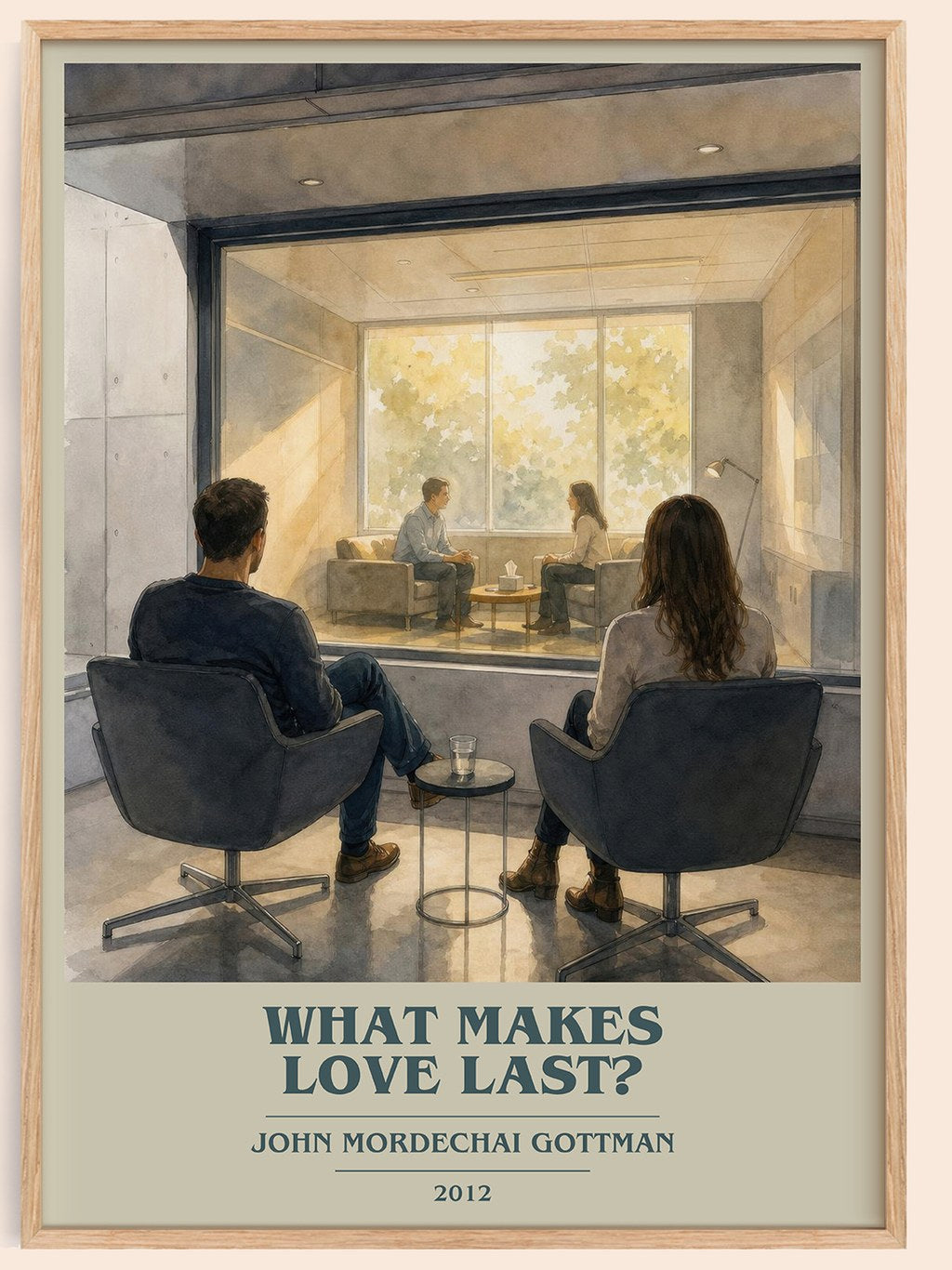 What makes love last? book cover book poster by John Mordechai Gottman – framed literary art print