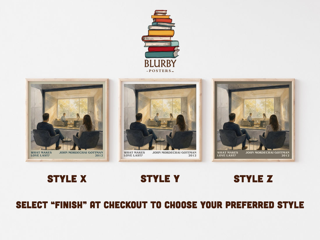 What makes love last? literary print in frame leaning in hallway – non fiction wall art (mockup)
