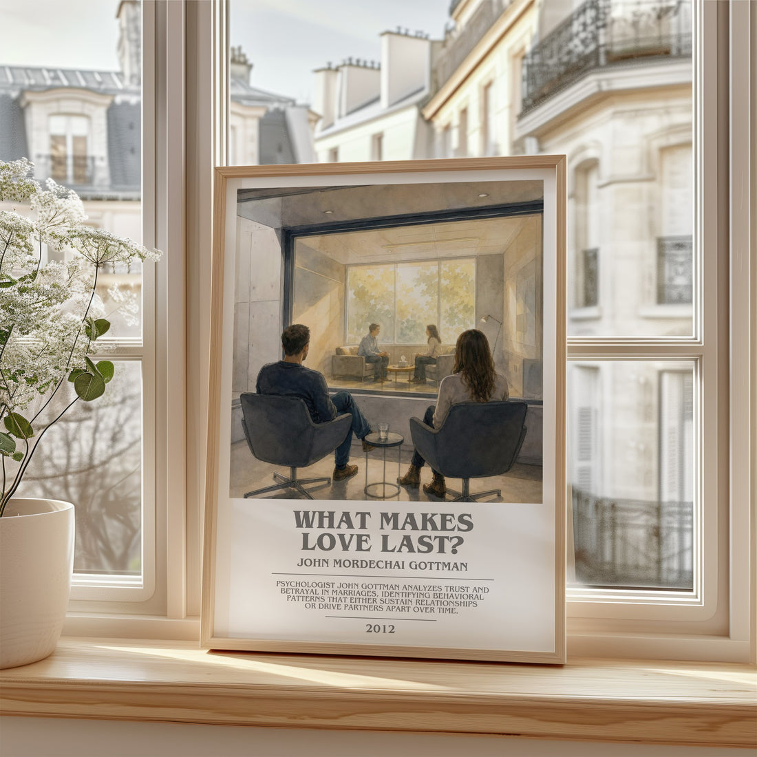 What makes love last? bookish poster colour and style options – John Mordechai Gottman book art