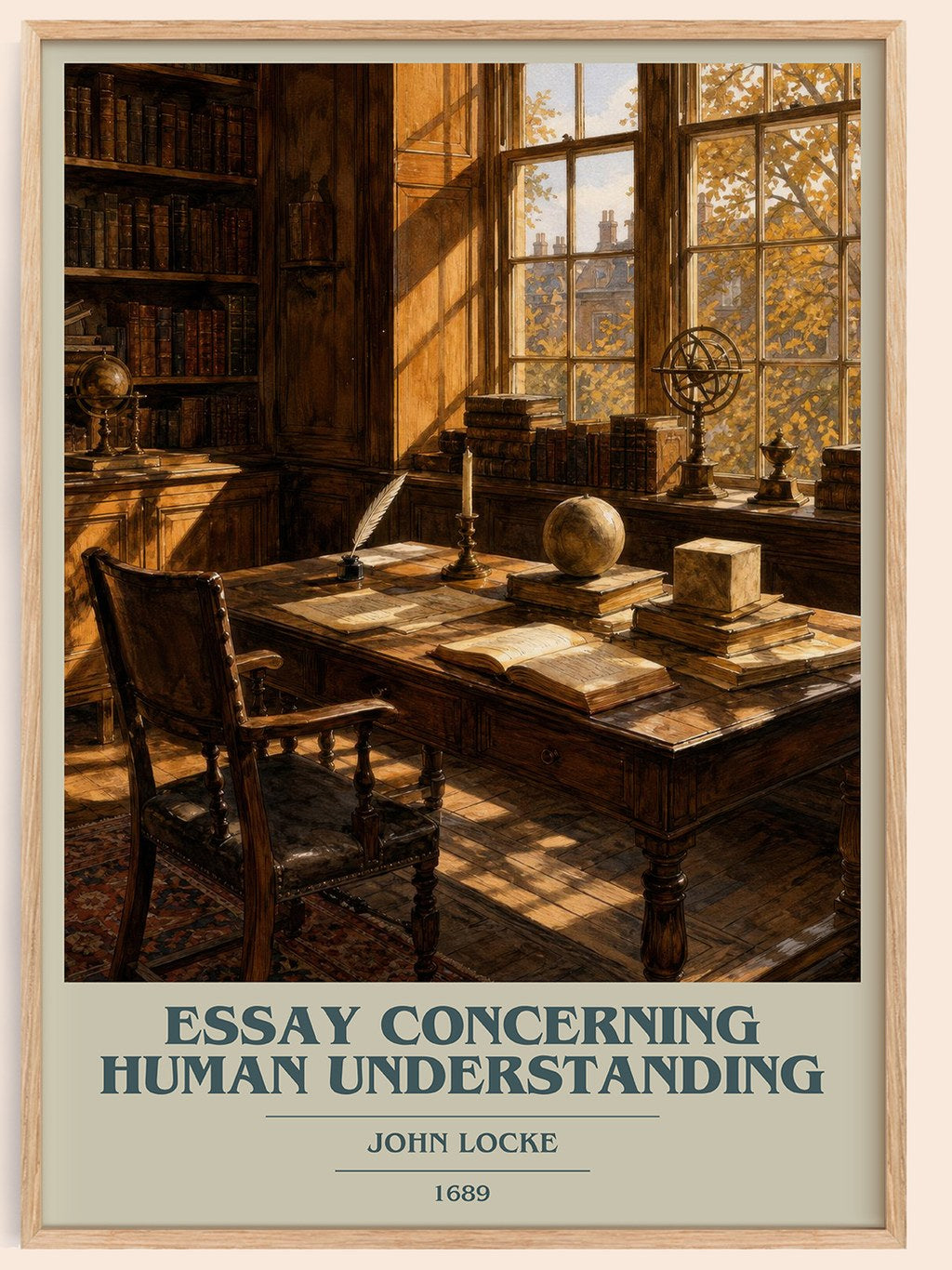 Essay concerning human understanding book cover book poster by John Locke – framed literary art print