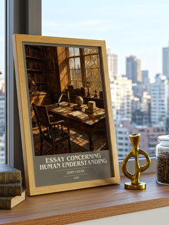 Essay concerning human understanding book cover print framed by window – literary home decor