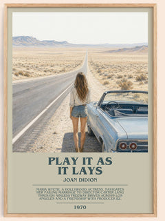 Play It as It Lays bookish book poster by Joan Didion – framed literary art print
