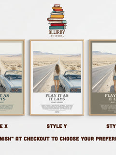 Play It as It Lays bookish print in frame leaning in hallway – literary fiction wall art