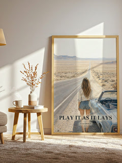 Play It as It Lays watercolour print in frame leaning in hallway – literary fiction wall art