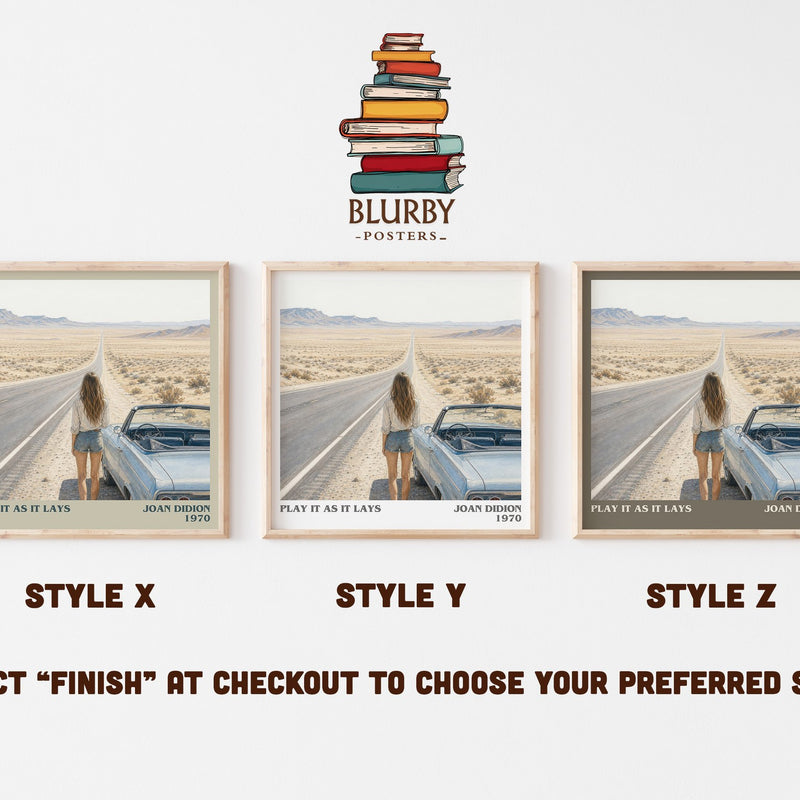 Play It as It Lays literary print in frame leaning in hallway – literary fiction wall art