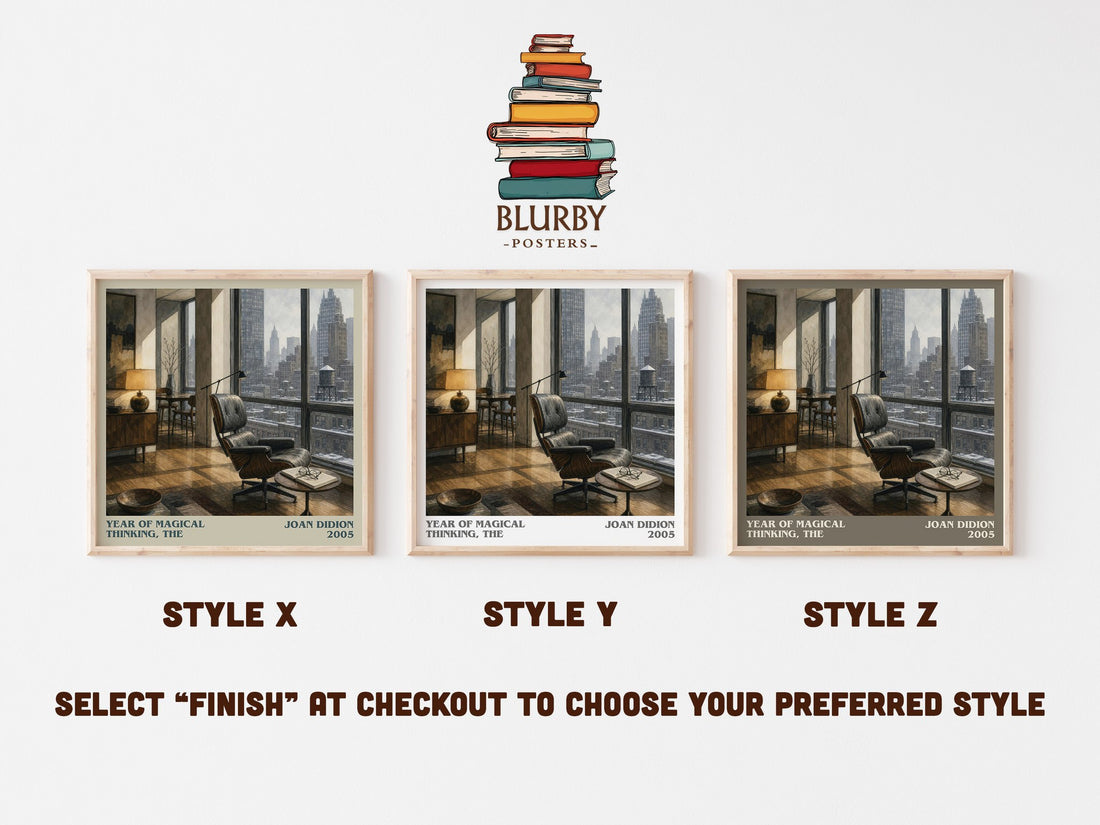 Year of Magical Thinking, The literary print in frame leaning in hallway – memoir wall art (mockup)