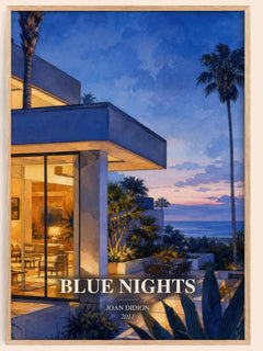 Blue nights watercolour book poster by Joan Didion – framed literary art print