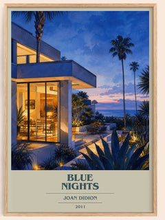 Blue nights book cover book poster by Joan Didion – framed literary art print