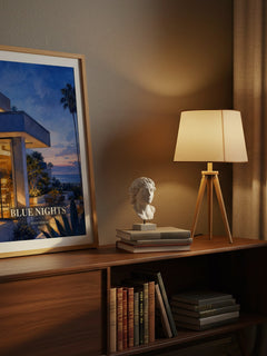 Blue nights watercolour print on bookshelf – Joan Didion fan gift