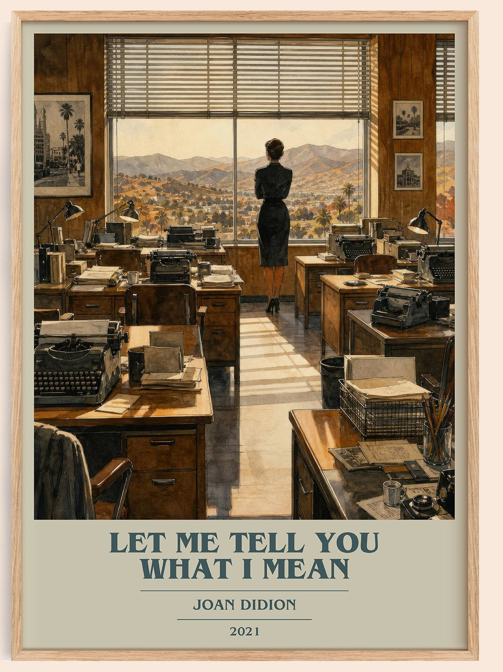 Let Me Tell You What I Mean book cover book poster by Joan Didion – framed literary art print