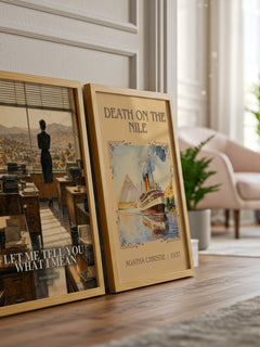 Let Me Tell You What I Mean watercolour print framed by window – literary home decor