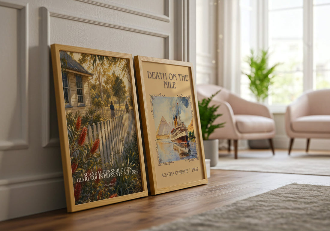 Scandalous Seduction (Harlequin Presents, No 1589) watercolour print framed by window – literary home decor