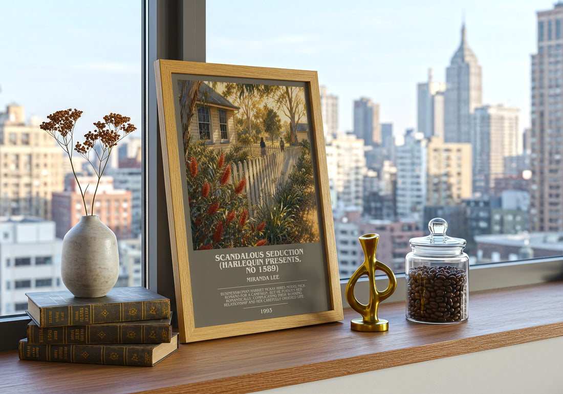 Scandalous Seduction (Harlequin Presents, No 1589) bookish print framed by window – literary home decor