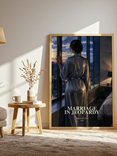 Marriage In Jeopardy watercolour print in frame leaning in hallway – romance wall art