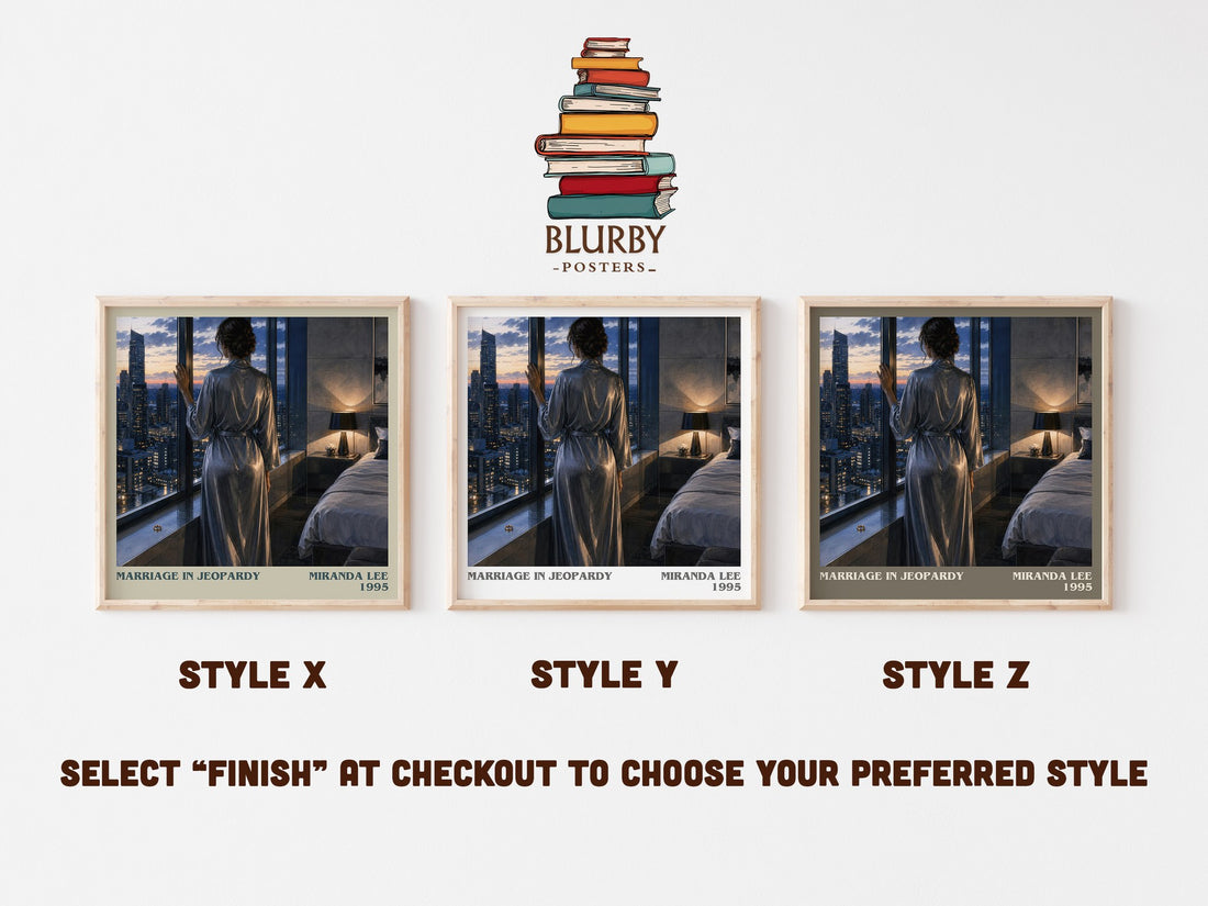 Marriage In Jeopardy literary print in frame leaning in hallway – romance wall art (mockup)