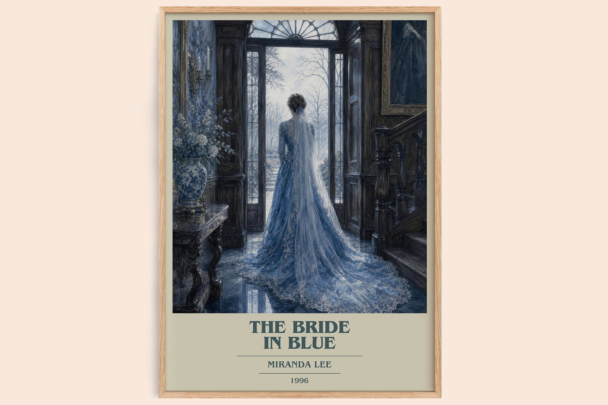 The Bride In Blue Book Cover Poster by Miranda Lee