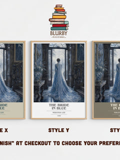The Bride In Blue book cover print in frame leaning in hallway – romance wall art