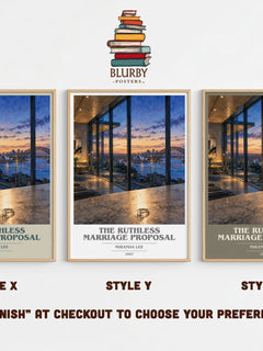 The Ruthless Marriage Proposal book cover print in frame leaning in hallway – romance wall art