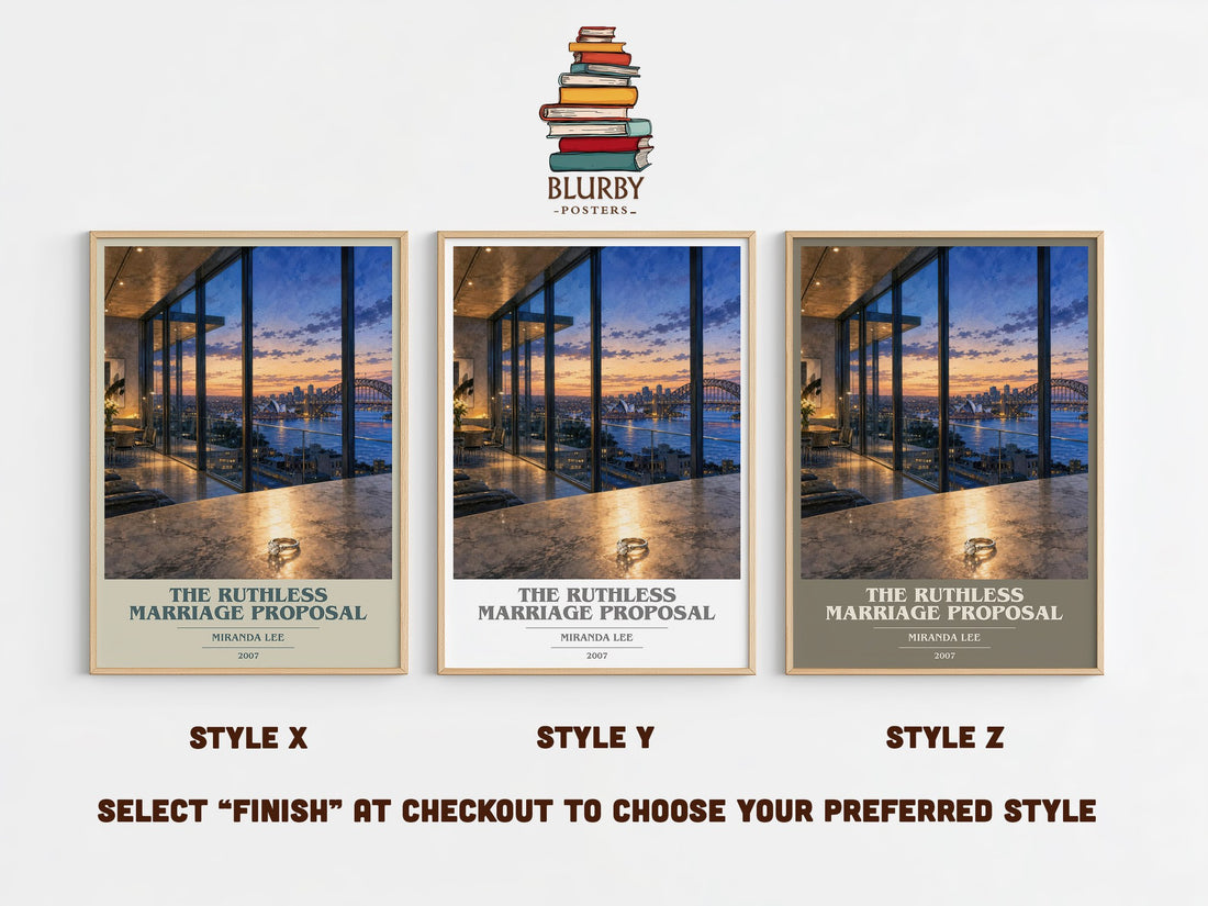 The Ruthless Marriage Proposal book cover print in frame leaning in hallway – romance wall art (mockup)