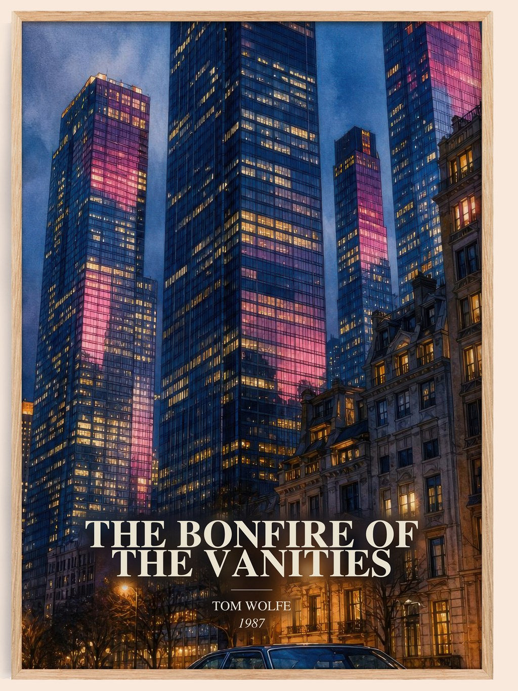 The Bonfire of the Vanities watercolour book poster by Tom Wolfe – framed literary art print