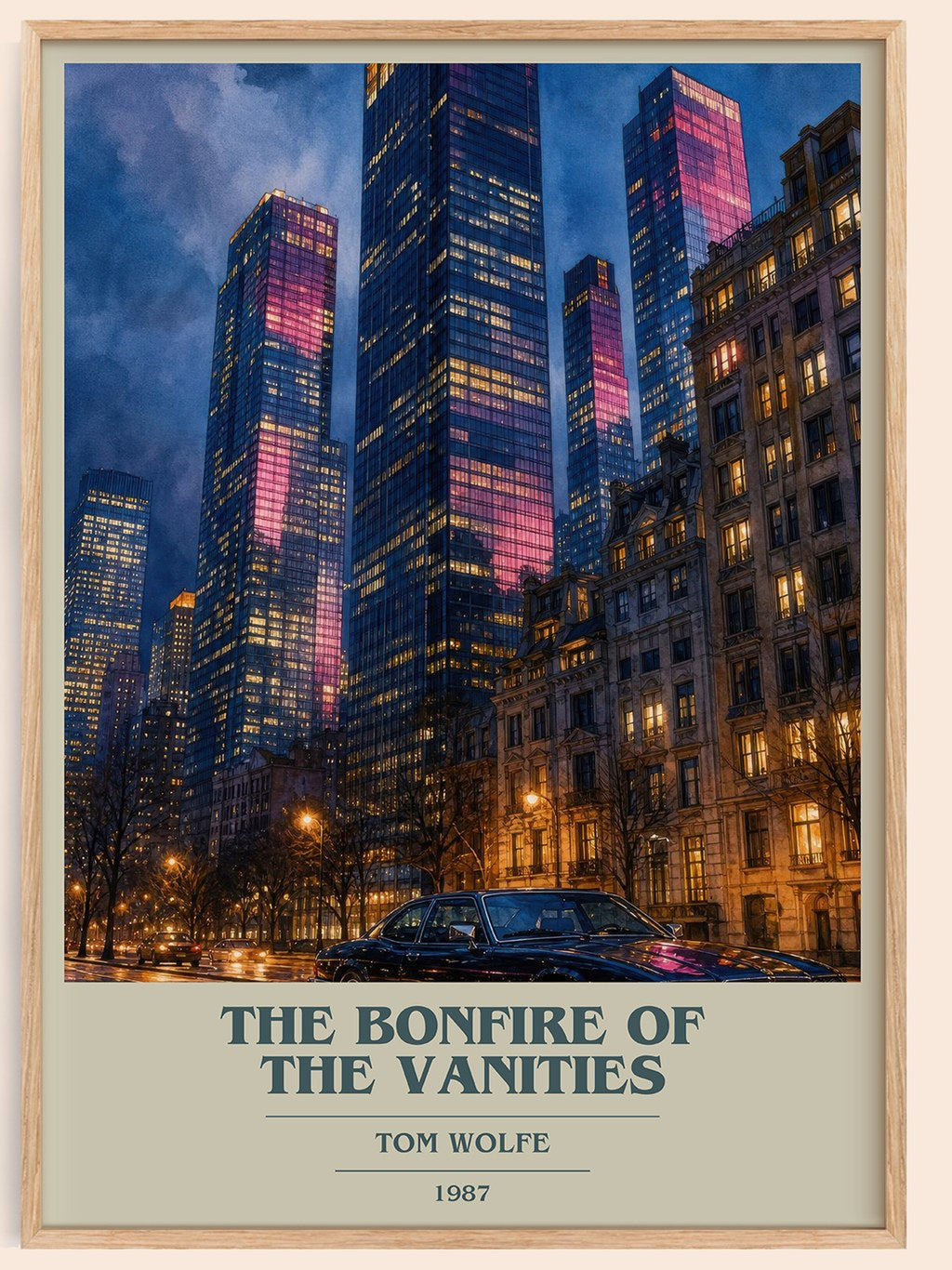 The Bonfire of the Vanities book cover book poster by Tom Wolfe – framed literary art print