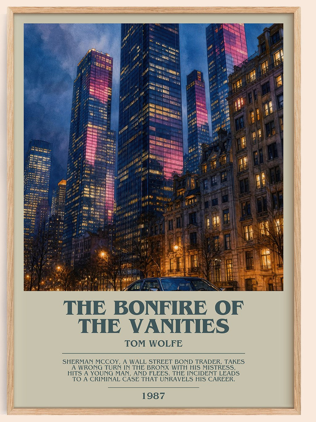 The Bonfire of the Vanities bookish book poster by Tom Wolfe – framed literary art print