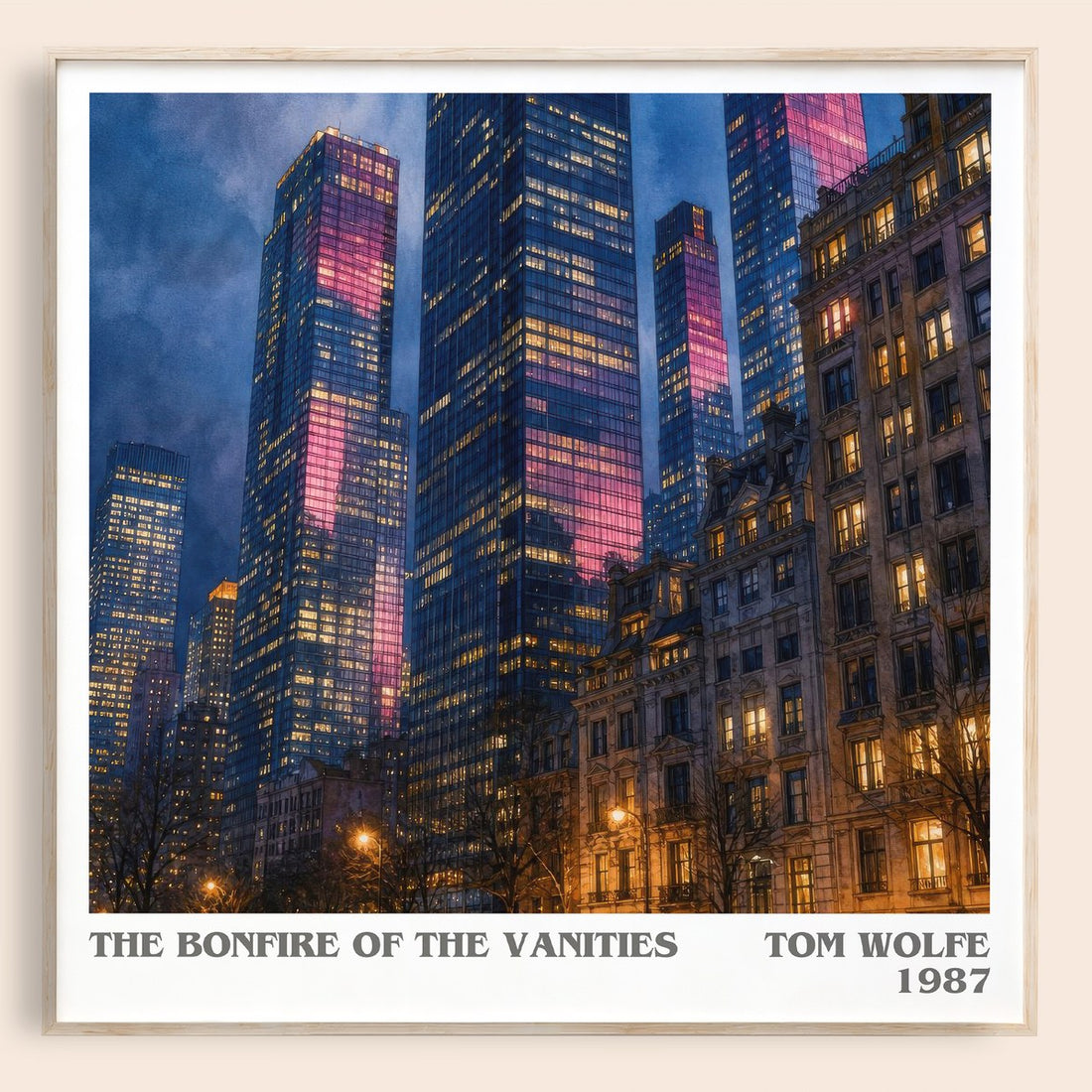 The Bonfire of the Vanities literary book poster by Tom Wolfe – framed literary art print