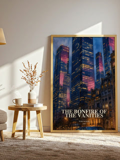 The Bonfire of the Vanities watercolour print in frame leaning in hallway – satire wall art