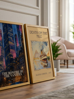The Bonfire of the Vanities watercolour print framed by window – literary home decor